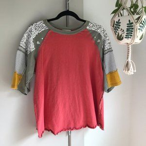 Quarter Sleeve Patchwork Top